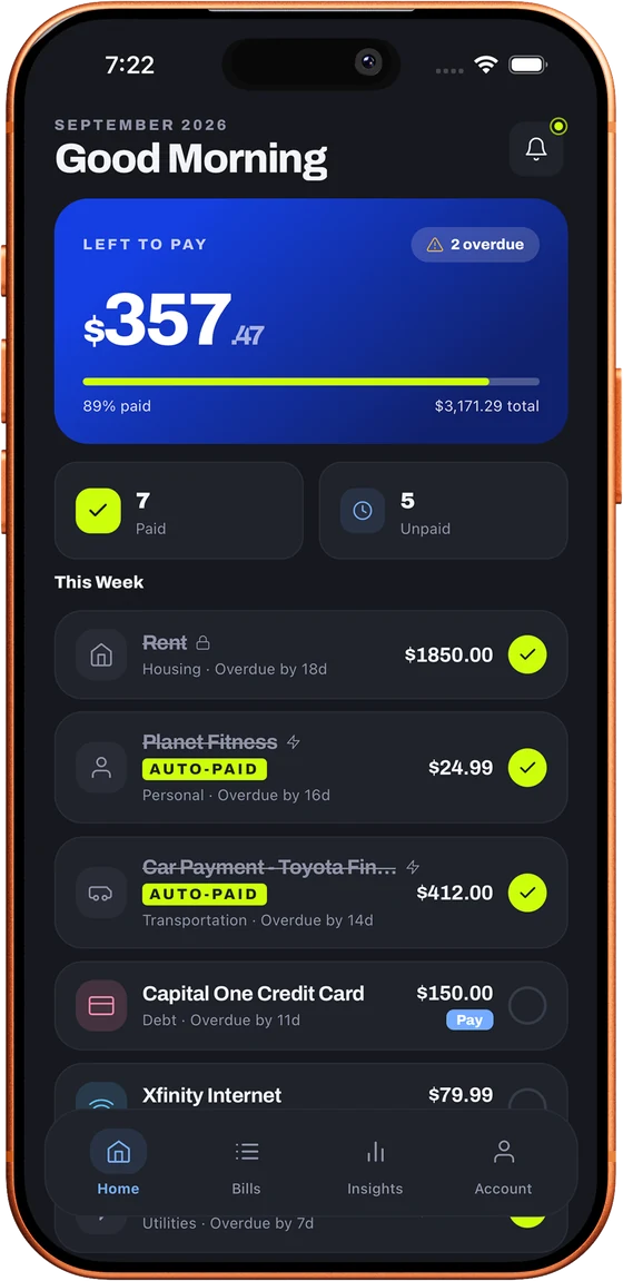 Loulen home screen in dark mode